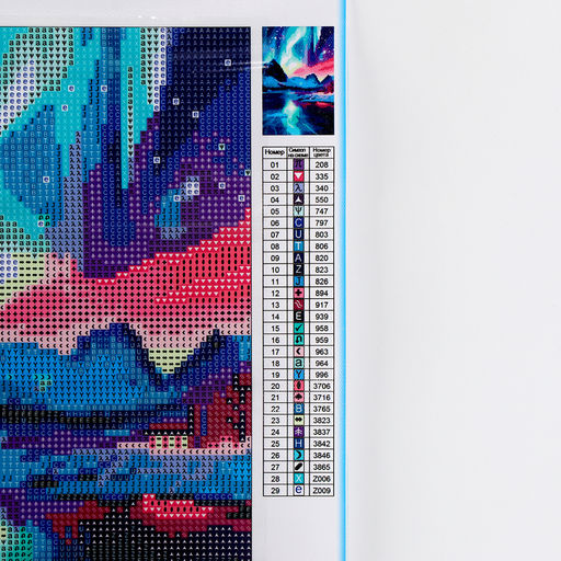 Алмазная мозаика на новый год с полным заполнением со светящимися стразами на холсте Северное сияние, 20?30 см, набор для творчества