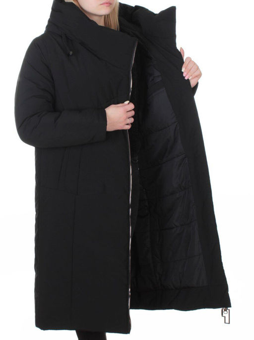 M-9102 BLACK Пальто зимнее женское (верблюжья шерсть, 120 гр. холлофайбер)