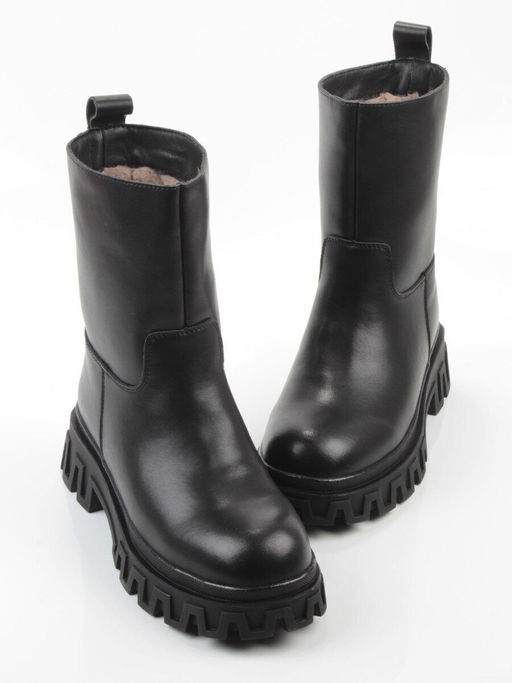 04-PAT148-1Z BLACK Ботинки зимние женские (натуральная кожа, 100% шерсть)