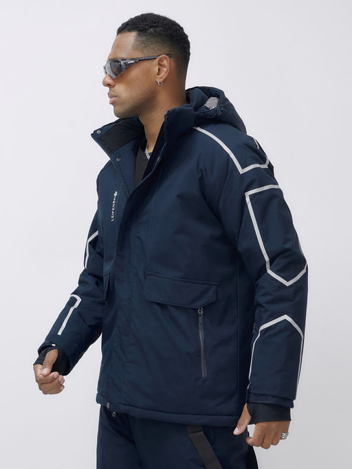 Горнолыжный костюм мужской зимний темно-синего цвета 390TS - Leifensh фото 14