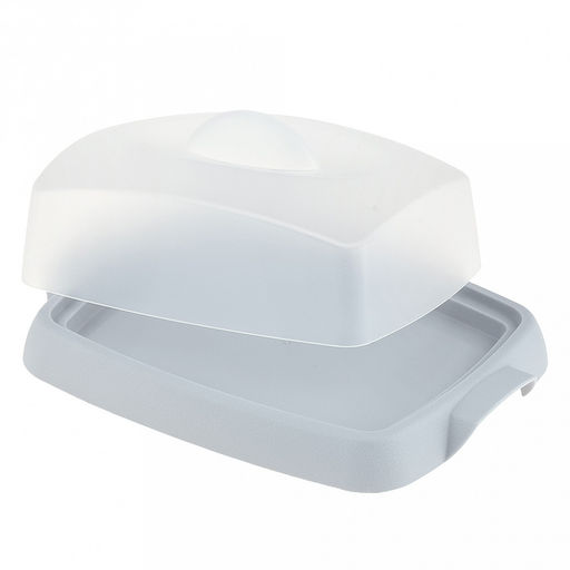 Масленка пластмассовая "Таира" 17х12х7см, прозрачная крышка, светло-голубая (Россия)