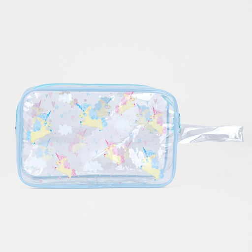 Косметичка на молнии для бассейна, с ручкой, с принтом, голубая
