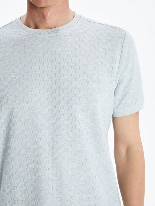 Bisiklet Yaka Merserize Bask?l? Erkek Ti??rt