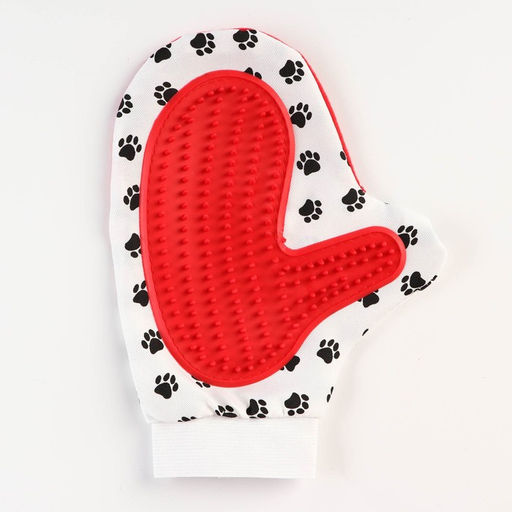 Рукавица-щетка для шерсти 25 х 13 см, красная - Пижон фото 2