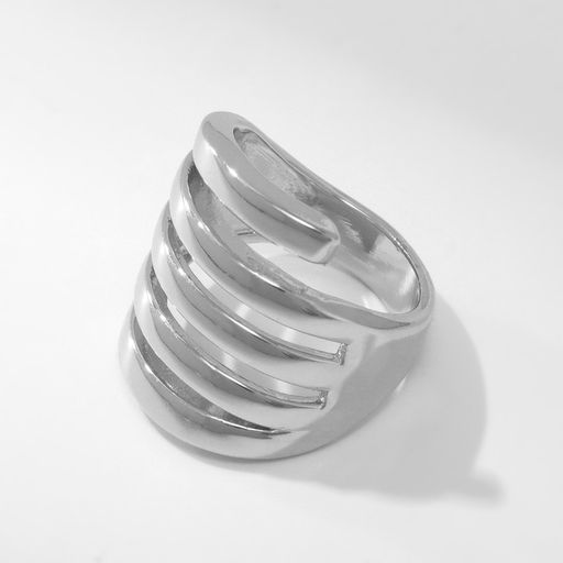 Кольцо металл Тренд пять линий, цвет серебро, размер 16 - Qf фото 2