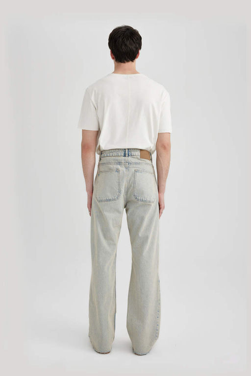 Расклешенный крой, свободный крой, нормальная талия, широкие джинсовые брюки с эффектом потертостей - Defacto фото 7