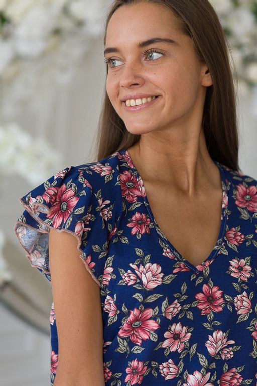 Платье женское из кулирки Элиза бежевые цветы - Амадэль фото 5