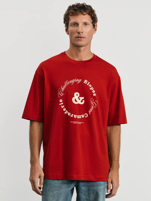 Футболка relax fit с принтом на груди / Zarina