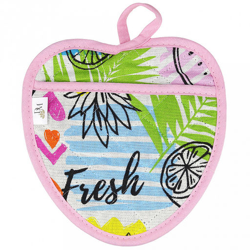 Прихватка с запахом 20х20см "ФрешФут б/з", форма "Клубника", рогожка 171г/м2, хлопок 100%, наполнитель - ватин 280г/м2, на пластмассовом подвесе, "Домашняя мода" (Россия)