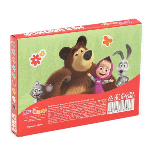 Цена за 5 шт. Мелки цветные школьные, набор 9 шт. «Маша и медведь», прямоугольные