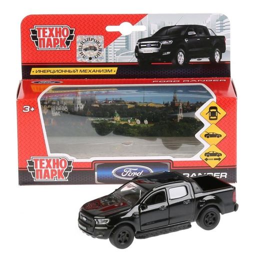 . Модель "Ford Ranger. Пикап" арт.SB-18-09-FR-N(BL) 12см черный откр. двери, инерц.