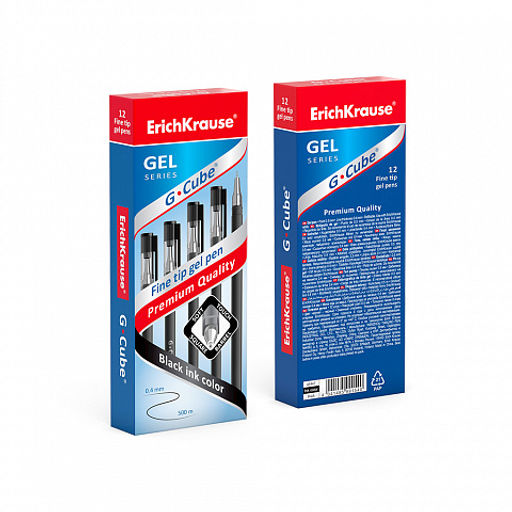 Цена за 12 шт. Ручка гелевая ErichKrause G-Cube® Stick Classic 0.5, цвет чернил черный (в коробке по 12 шт.)  фото 8
