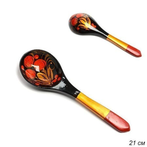 Ложка деревянная для салата Хохлома / 6404 /уп/ - ГалеонТрейд фото 2