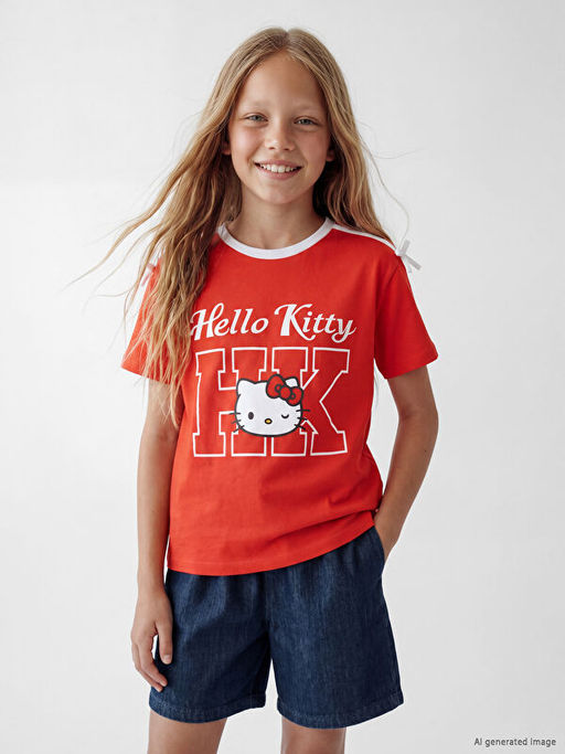 Футболка для девочек с принтом Hello Kitty