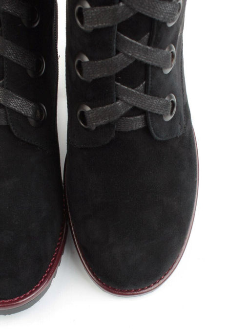 02-KF20025 BLACK Сапоги зимние женские (натуральная замша, байка и натуральный мех)