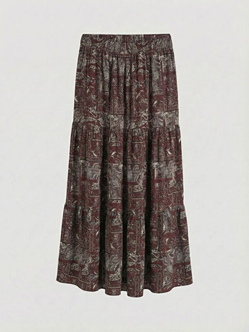 Beli Lastikli Desenli Etek