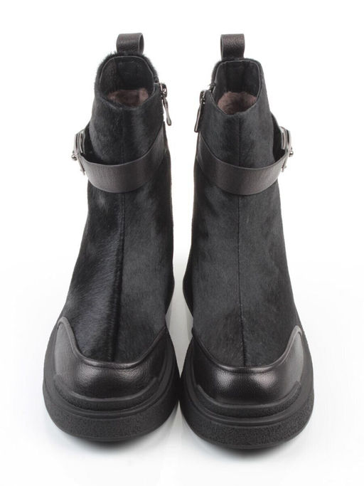 04-HSM704 BLACK Ботинки зимние женские (натуральная кожа, натуральный мех)