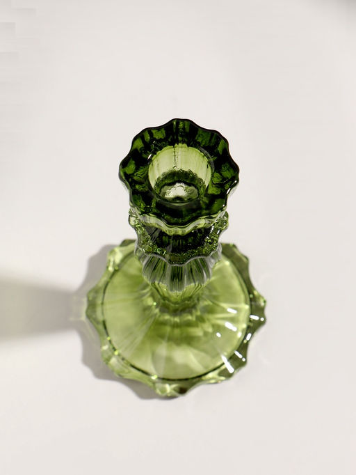 Стеклянный подсвечник на 1 свечу «Бутон на ножке», зелёный, d=2 см, 8×8×15 см