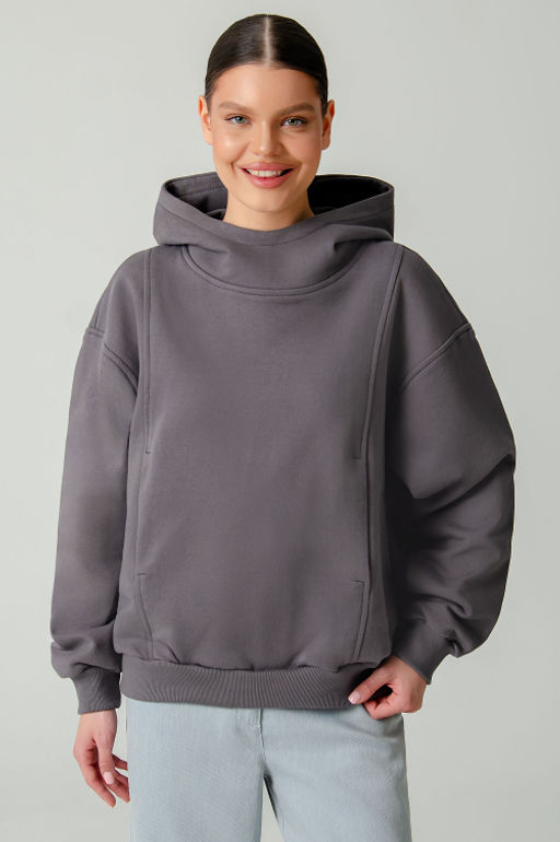 Арт. 15130 Худи женское с капюшоном 44-52 (5 шт) Цвет:серый - Калинка фото 5