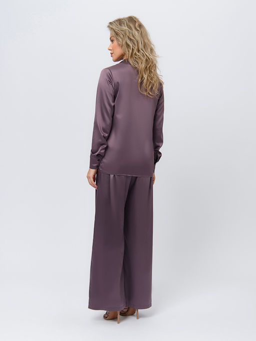 Рубашка шоколадного цвета с длинными рукавами - 1001dress фото 4