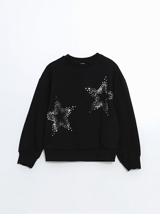 Bisiklet Yaka K?z ?ocuk Kal?n Sweatshirt