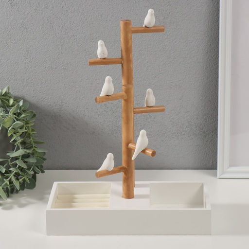 Подставка для украшений «Птички на дереве», белый, 24×12×32 см