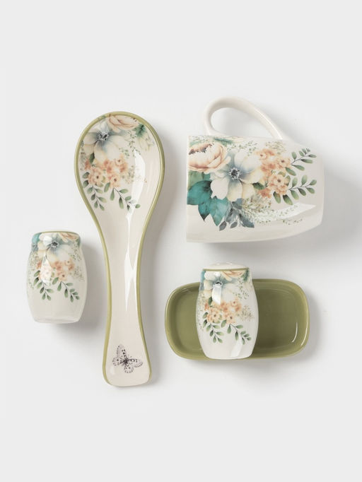 Подставка под ложку Доляна «Цветы», 22.3×7.1×2.7 см, доломит, белая