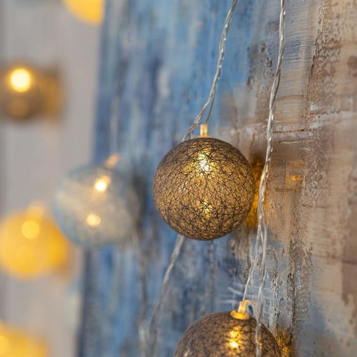 Гирлянда Нить 5 м с насадками Клубки небесные, IP20, прозрачная нить, 20 LED, свечение тёплое белое, 220 В - Luazon lighting фото 3