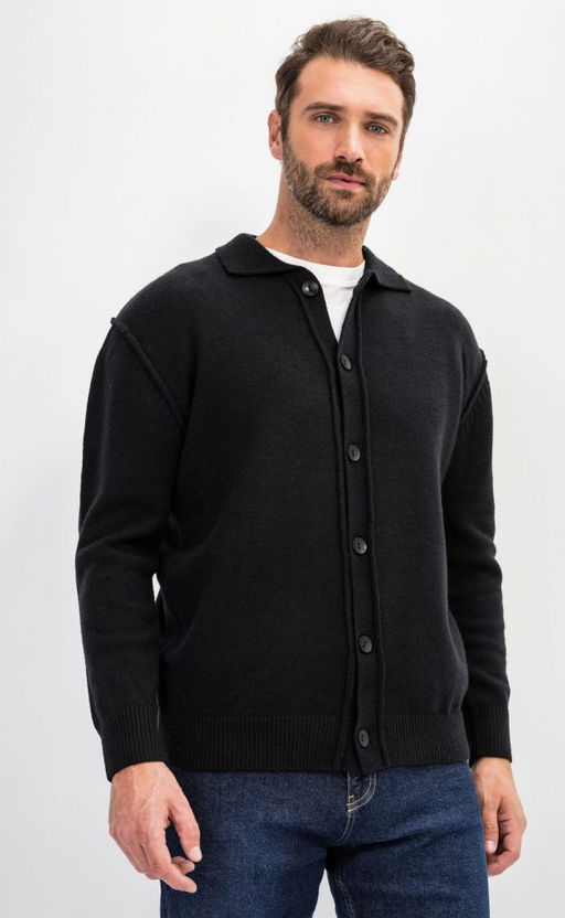 Кардиган мужской однотонный F310-0513 чёрный - Fine joyce фото 10