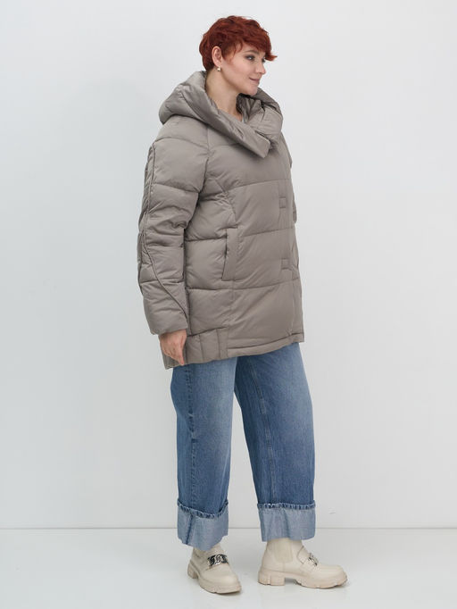 Куртка зимняя женская с капюшоном модная коричневого цвета 7651K - Visdeer фото 13