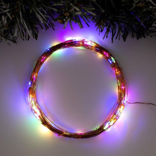 Гирлянда Нить 10 м роса, IP20, медная нить, 100 LED, свечение мульти, 12 В