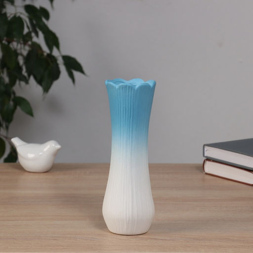 Ваза для цветов «Хайди», талия галант, 21×7 см, керамика, белая, голубая