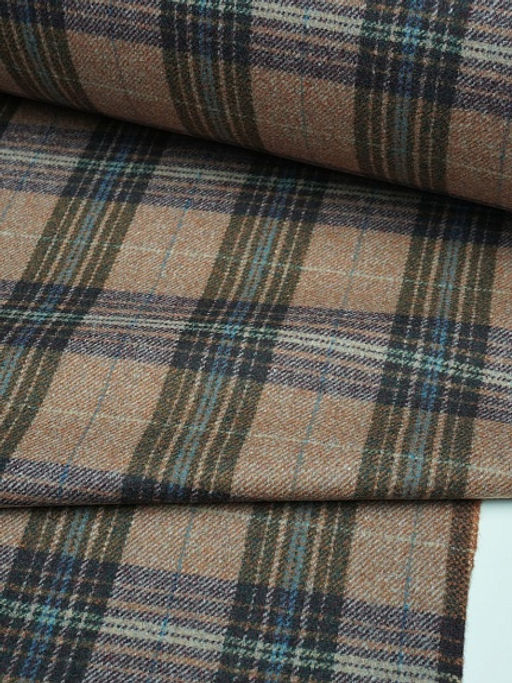 Шерсть пальтово-костюмная Твид Клетка цв.фиолетовый/хаки/коричневый, ш.1.5м, шерсть-60%, п/э-40% - Купава фото 8
