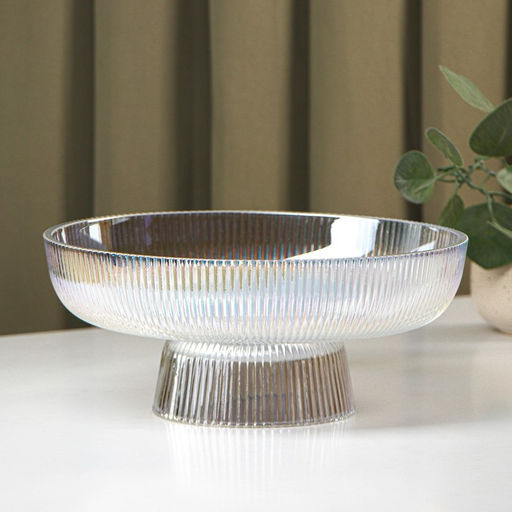 Ваза для фруктов «Камелия», 26×11 см, 2 л, стекло, перламутровая