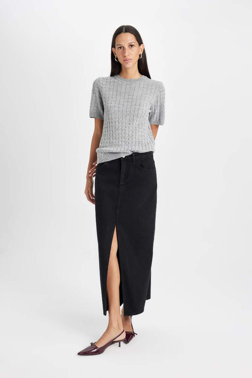 Свитер с круглым вырезом и короткими рукавами - Defacto фото 2