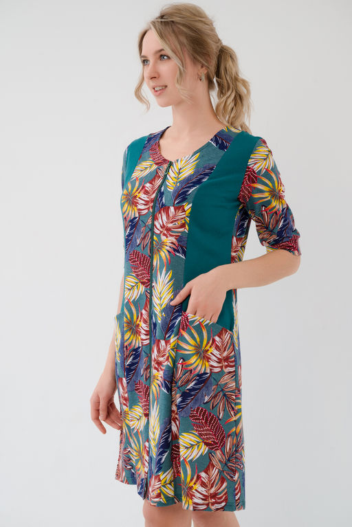 Халат женский из кулирки Любовь осенние листья