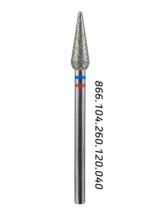 Manita Professional Фреза алмазная капля большая для аппаратного маникюра 866.104.260.120.040 ФАК-4.0 12 М-С, сине-красная насечка, o 4,0 мм, 5 шт.  фото 4