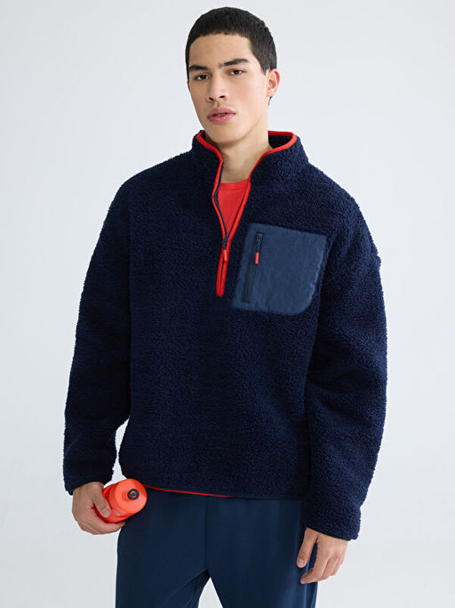 Dik Yaka Pel?? Erkek Sweatshirt