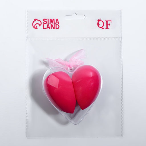 Спонжи для макияжа «Сердце», в футляре, 2 шт., розовые