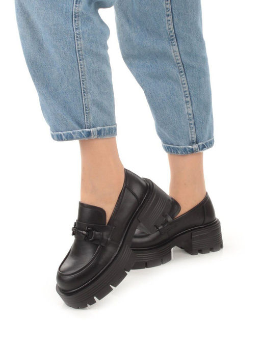 03-C1805-1 BLACK Лоферы женские (натуральная кожа) - Фабричный китай фото 2