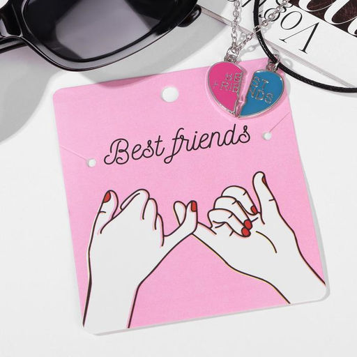 Кулоны Неразлучники цветок и сердце, цвет розово-голубой в серебре, 45 см - Tell your story фото 2