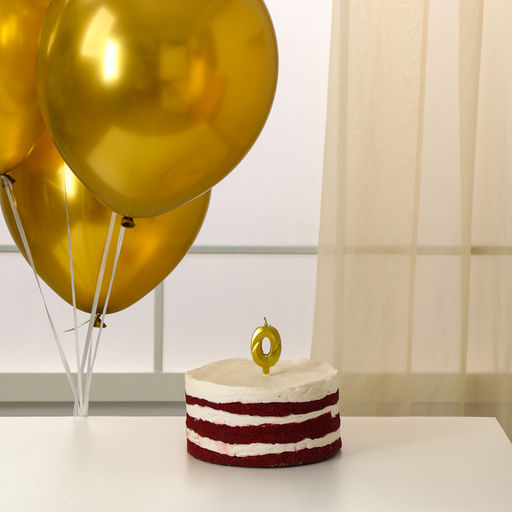 Свеча для торта, цифра 0 + воздушные шары, 5 шт, золото - Страна карнавалия фото 2