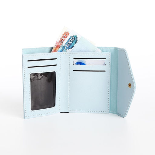 Кошелёк на кнопке, цвет голубой - Simaland фото 5