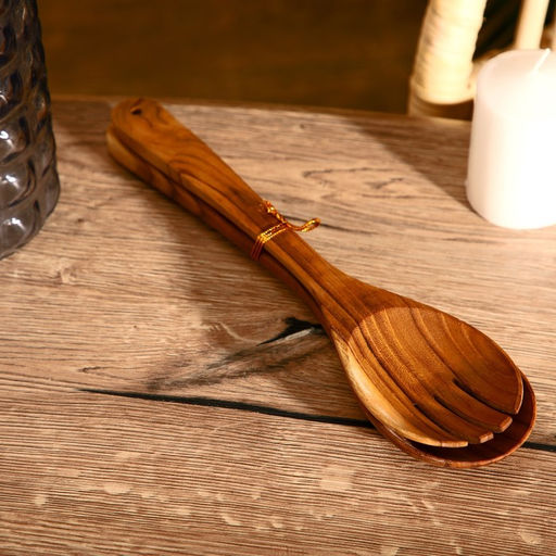 Кухонный набор «Вилка, ложка», 30 см, тиковое дерево