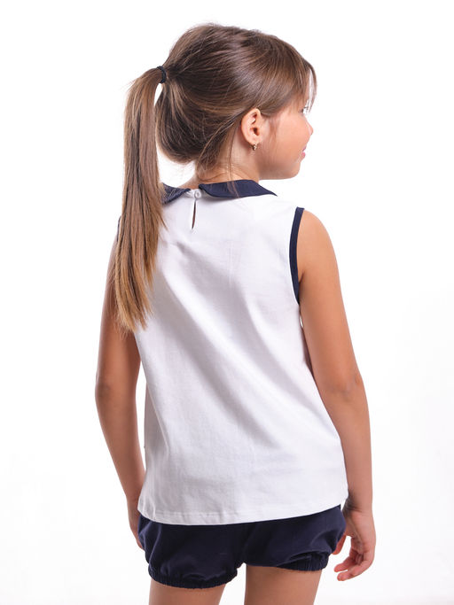 Футболка для девочки UD 1681 белый/синий - Mini maxi фото 2