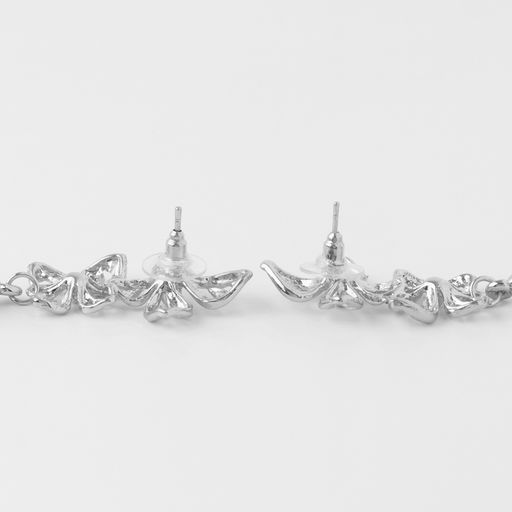 Серьги металл Стиль цветок с каплей, цвет серебро - Qf фото 2