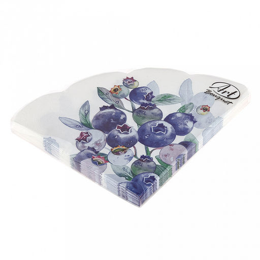 Салфетки бумажные Art Bouquet Rondo д32см, 3-х слойные, 12 штук в упаковке, 100% целлюлоза, Черника (Россия)  фото 3