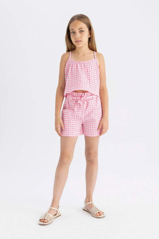 Блузка в клетку с бретелями для девочки - Defacto фото 2
