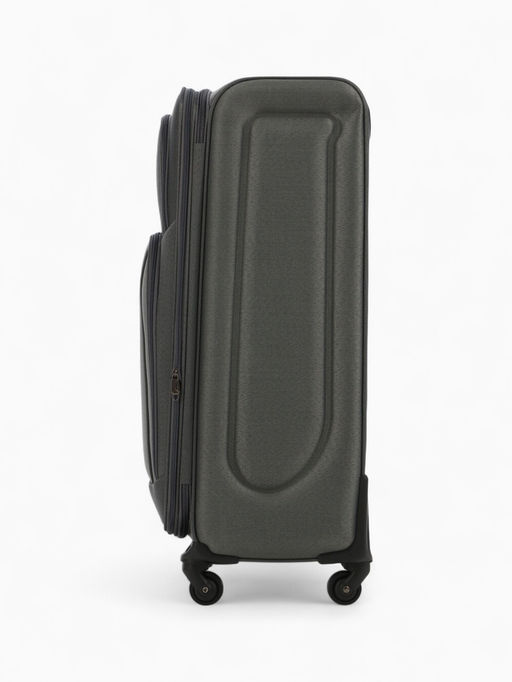 Чемодан на колёсах большой 97 л (L), на молнии, с увеличением, кодовый замок, 4 колеса, серый