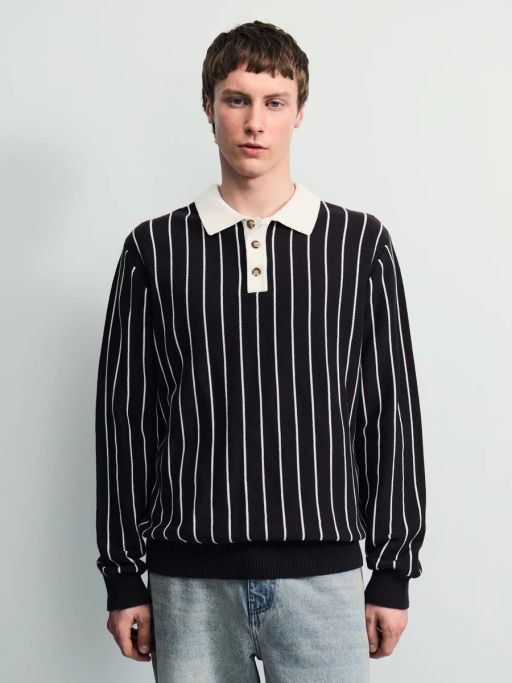 Джемпер с отложным воротником в полоску / Zarina  фото 3